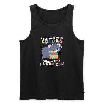 I See Your True Colors I Love You Autism Awareness - Men's Premium Organic Tank Top - black - Front - Michal (187cm)
