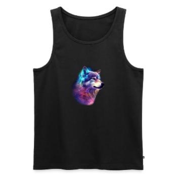 Wolf Galaxy Space Graphic Wolf Lover - Débardeur bio Premium Homme - noir - Devant - AI Model Male 178 light (178cm)
