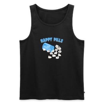 Happy Pills Lapin Race Drôle Angora Anglais - Débardeur bio Premium Homme - noir - Devant - Michal (187cm)