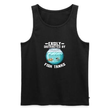Easily Distracted By Fish Tanks Fish Keeping Aquar - Men's Premium Organic Tank Top - black - Front - Michal (187cm)