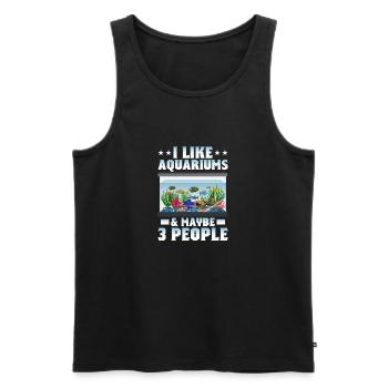J’aime les aquariums et peut-être 3 personnes qui gardent des poissons - Débardeur bio Premium Homme - noir - Devant - AI Model Male 178 light (178cm)