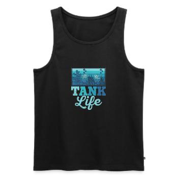 Tank Life Aquarium Propriétaire Garde de poissons - Débardeur bio Premium Homme - noir - Devant - AI Model Male 178 light (178cm)