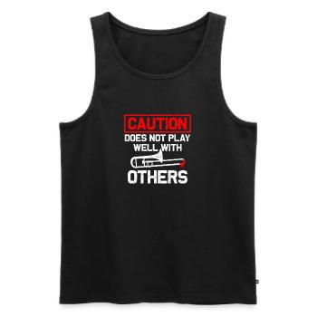 trombone, trombonist, wind orchestra, brass band - Men's Premium Organic Tank Top - black - Front - AI Model Male 178 light (178cm)