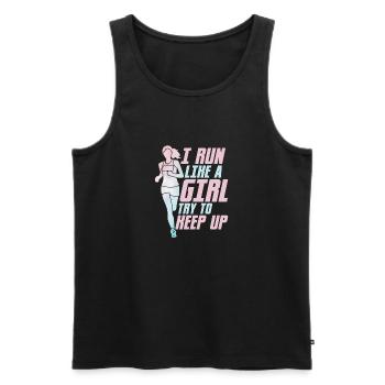 I Run Like A Girl Try To Keep Up Running Marathon - Men's Premium Organic Tank Top - black - Front - Michal (187cm)