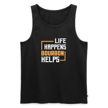 Life Happens Bourbon Helps Whiskey Drinking - Männer Premium Bio Tank Top - Schwarz - Vorne - AI Model Male 178 light (178cm)