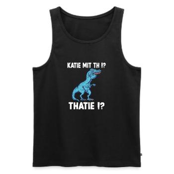 Katie oder Kathie T-Rex Überbiss Dinosaurier Meme - Männer Premium Bio Tank Top - Schwarz - Vorne - AI Model Male 178 light (178cm)