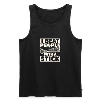 I Beat People With A Stick Lacrosse Player - Men's Premium Organic Tank Top - black - Front - Michal (187cm)