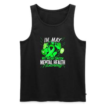 Nous portons un jumelage vert de sensibilisation à la santé mentale - Débardeur bio Premium Homme - noir - Devant - AI Model Male 178 light (178cm)