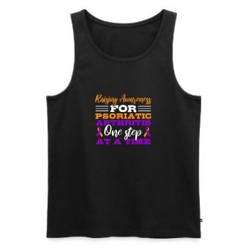 Raising Awareness of Psoriatic Arthritis - A - Men's Premium Organic Tank Top - black - Front - AI Model Male 178 light (178cm)
