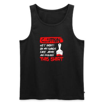 Caution Wet Paint! Job Professional Painter - Men's Premium Organic Tank Top - black - Front - AI Model Male 178 light (178cm)