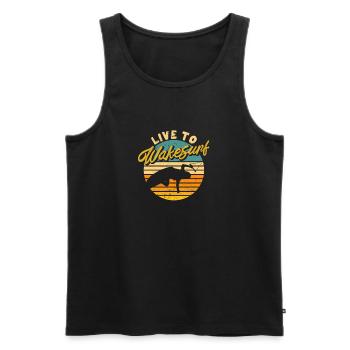 Live To Wakesurf Funny Wake Surf Jump Water Wake - Men's Premium Organic Tank Top - black - Front - AI Model Male 178 light (178cm)