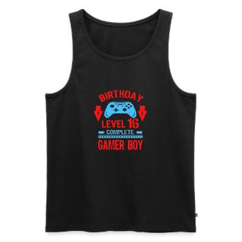 Sixteen 16yr BDay Son Boy Funny Gamer - Männer Premium Bio Tank Top - Schwarz - Vorne - Michal (187cm)