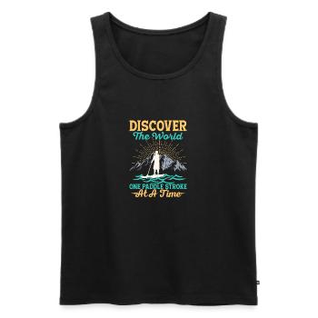 Discover The World Stand Up Paddling Board - Männer Premium Bio Tank Top - Schwarz - Vorne - Michal (187cm)