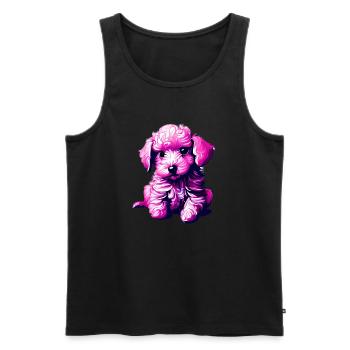 Chien Chiot Caniche Chien Amour Caniche Chiot Propriétaire de chien - Débardeur bio Premium Homme - noir - Devant - AI Model Male 178 light (178cm)