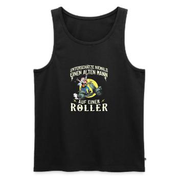 Unterschätze niemals einen alten Mann auf Roller - Männer Premium Bio Tank Top - Schwarz - Vorne - Michal (187cm)