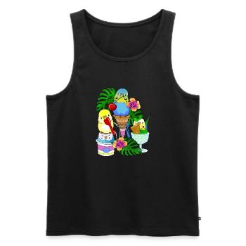 Budgie Ice Cream Ice Cream - Men's Premium Organic Tank Top - black - Front - AI Model Male 178 light (178cm)