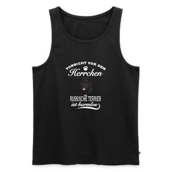 Vorsicht vor dem Herrchen - Russischer Terrier - Männer Premium Bio Tank Top - Schwarz - Vorne - Michal (187cm)