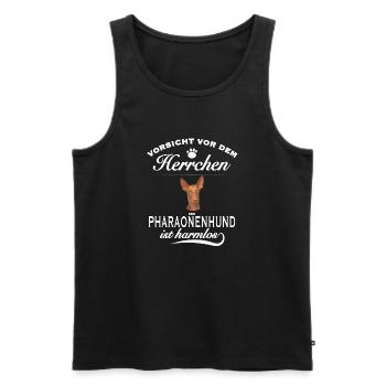 Vorsicht vor dem Herrchen, harmlos - Pharaonenhund - Männer Premium Bio Tank Top - Schwarz - Vorne - Michal (187cm)