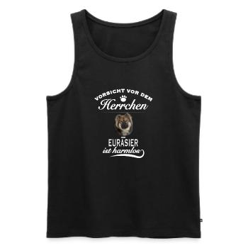 Vorsicht vor dem Herrchen, Hund harmlos - Eurasier - Männer Premium Bio Tank Top - Schwarz - Vorne - Michal (187cm)