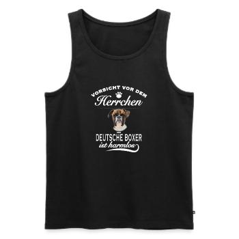 Vorsicht vor dem Herrchen - Deutscher Boxer - Männer Premium Bio Tank Top - Schwarz - Vorne - Michal (187cm)