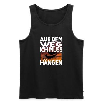 Survival Outdoor Hängematte Spruch Wald Wildnis - Männer Premium Bio Tank Top - Schwarz - Vorne - AI Model Male 178 light (178cm)
