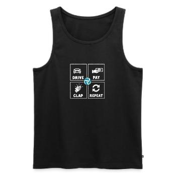 Driving, paying, clapping, repeating, eating, sleeping, - Men's Premium Organic Tank Top - black - Front - AI Model Male 178 light (178cm)