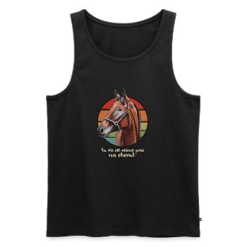 Cheval Drôle Femme Fille Enfant Vie avec un Cheval - Débardeur bio Premium Homme - noir - Devant - Michal (187cm)