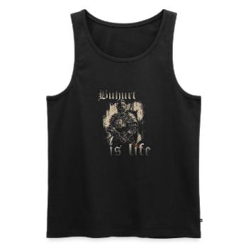 Buhurt Is Life Ritter Turnier Tjost HEMA Krieger - Männer Premium Bio Tank Top - Schwarz - Vorne - AI Model Male 178 light (178cm)