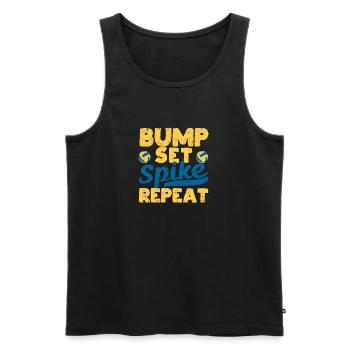 Bump Set Spike Repeat Funny Volleyball Liebhaber - Männer Premium Bio Tank Top - Schwarz - Vorne - Michal (187cm)