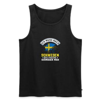 Ich Muss Nach Schweden Die Fische Vermissen Mich - Männer Premium Bio Tank Top - Schwarz - Vorne - Michal (187cm)