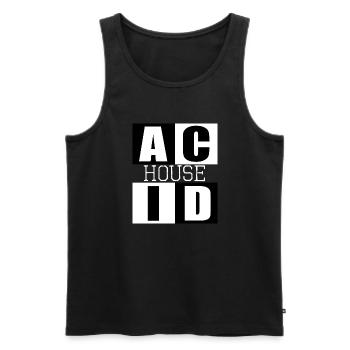 Logo de la musique ACID HOUSE - Débardeur bio Premium Homme - noir - Devant - AI Model Male 178 light (178cm)