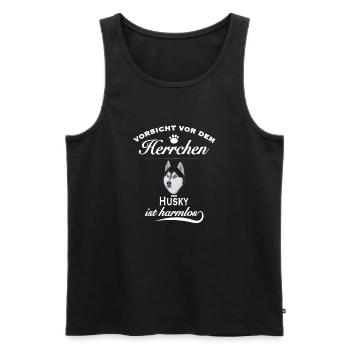 Vorsicht vor dem Herrchen, harmlos Husky - Männer Premium Bio Tank Top - Schwarz - Vorne - Michal (187cm)