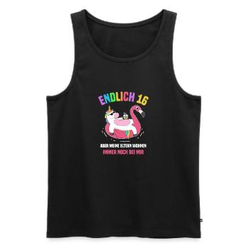 Endlich 16 Aber Meine Eltern Wohnen Noch Bei Mir - Männer Premium Bio Tank Top - Schwarz - Vorne - Michal (187cm)