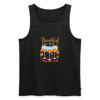 Dankbar für Wein Lustig Thanksgiving Dinner Herbst - Männer Premium Bio Tank Top - Schwarz - Vorne - Michal (187cm)