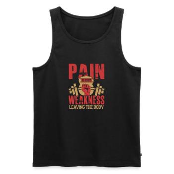 Pain Is Just Weakness Workout Training Weight Lift - Men's Premium Organic Tank Top - black - Front - Michal (187cm)