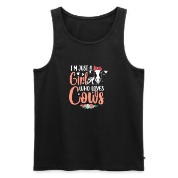 Just A Girl Who Loves Cow Farmer Vintage Retro GiF - Men's Premium Organic Tank Top - black - Front - Michal (187cm)