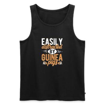 Easily Distracted By Guinea Pigs Cavy Lover Rodent - Men's Premium Organic Tank Top - black - Front - AI Model Male 178 light (178cm)