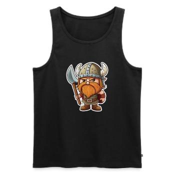 Mignonnerie nordique: Mignon Cartoon Viking - Débardeur bio Premium Homme - noir - Devant - Michal (187cm)