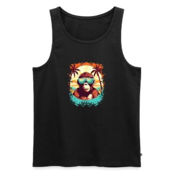 Monkey Business am Strand: Einzigartiger Sommerurlaub - Männer Premium Bio Tank Top - Schwarz - Vorne - Michal (187cm)
