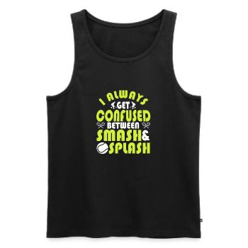 Fun Tennis Saying Confused Between Smash & Splash - Männer Premium Bio Tank Top - Schwarz - Vorne - AI Model Male 178 light (178cm)
