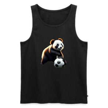 Panda Footballer - Männer Premium Bio Tank Top - Schwarz - Vorne - Michal (187cm)