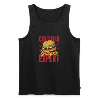Burger Expert certifié Hamburger Food Meat Buns - Débardeur bio Premium Homme - noir - Devant - AI Model Male 178 light (178cm)