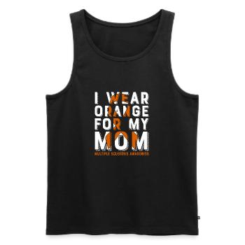 I wear orange for my mother, who is interested in - Men's Premium Organic Tank Top - black - Front - Michal (187cm)