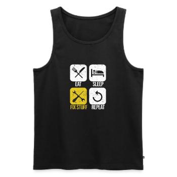 Eat Sleep Fix Stuff Repeat Funny Handyman - Men's Premium Organic Tank Top - black - Front - Michal (187cm)
