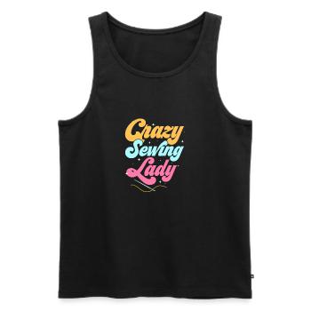 Crazy Sewing Lady Crafting Sewing Machine - Débardeur bio Premium Homme - noir - Devant - Michal (187cm)