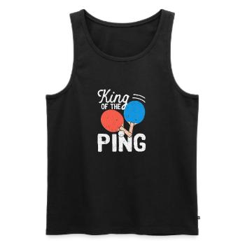King Of The Ping Drôle Table de Tennis De Table - Débardeur bio Premium Homme - noir - Devant - AI Model Male 178 light (178cm)