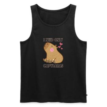 Je n’ai besoin que de capybaras J’adore les capybaras - Débardeur bio Premium Homme - noir - Devant - Michal (187cm)