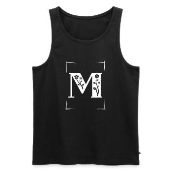 letter M initial - Men's Premium Organic Tank Top - black - Front - AI Model Male 178 light (178cm)