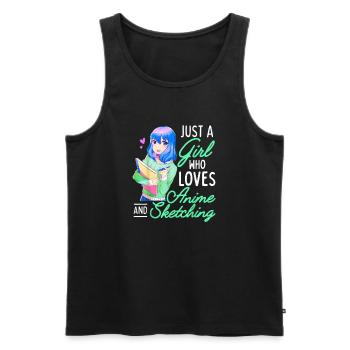Anime and Sketching Just a Girl Who Loves Anime - Men's Premium Organic Tank Top - black - Front - Michal (187cm)