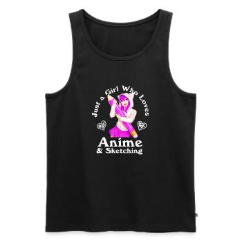 Anime and Sketching Just a Girl Who Loves Anime - Men's Premium Organic Tank Top - black - Front - Michal (187cm)